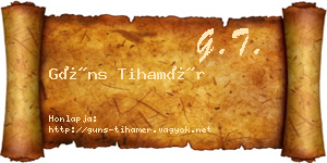 Güns Tihamér névjegykártya